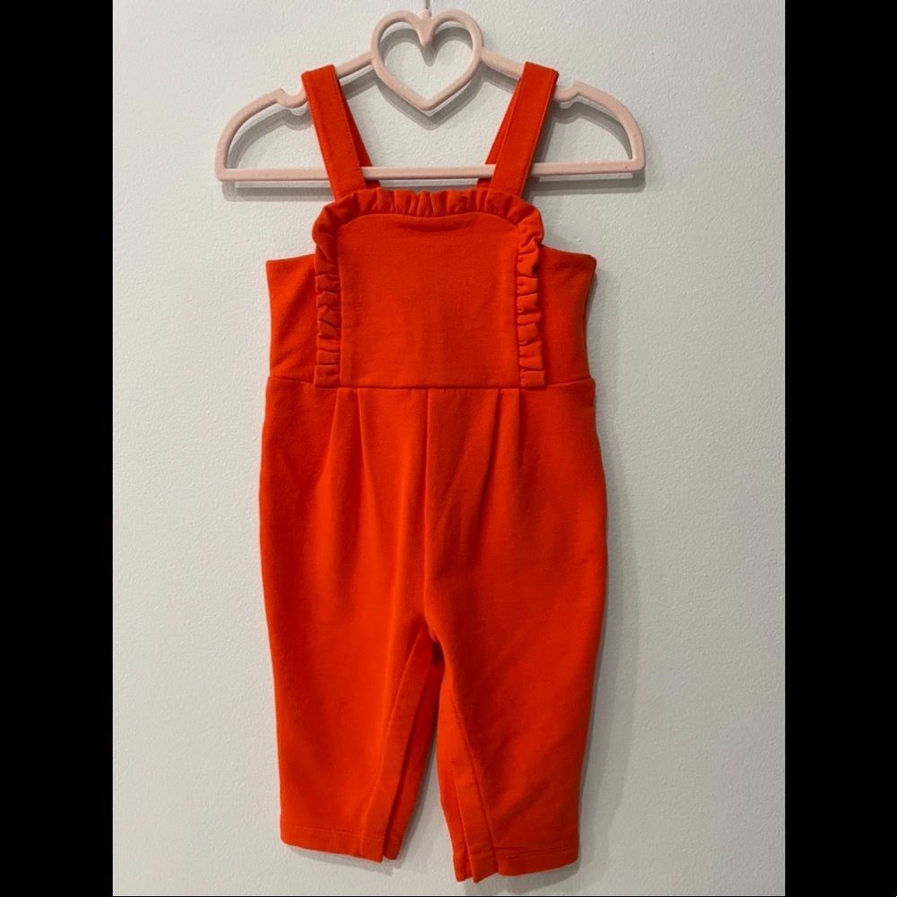Janie and Jack Ruffle Orange Jumpsuit Girl Size 6-12 Months